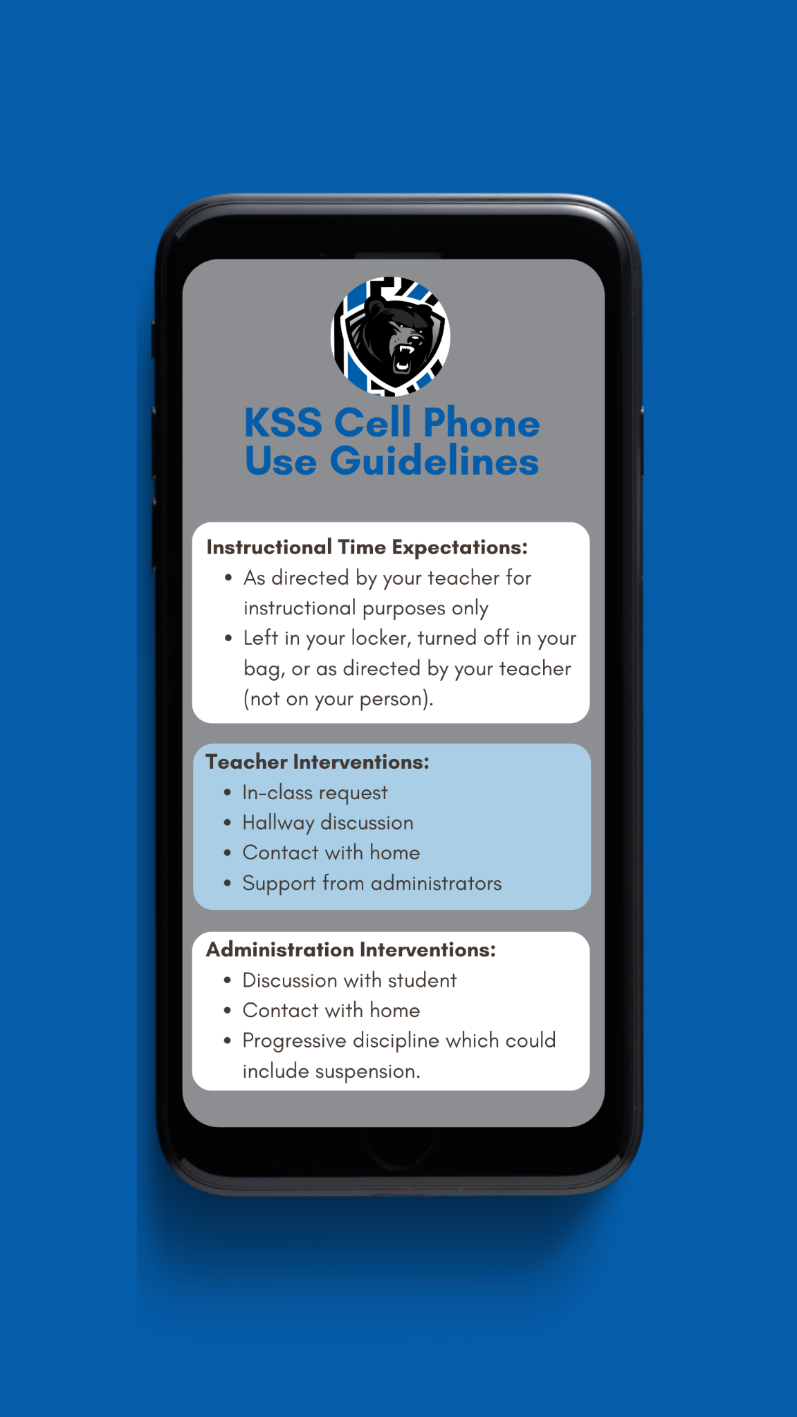 KSS Cell Phone Usage Guidelines